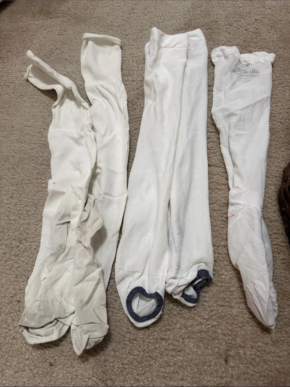 White womens compression tube Socks - 2 pair plus 1 extra